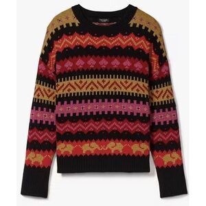 Kate Spade Carnival Fair Isle Sweater Wool Blend Holiday Sweater Size Small